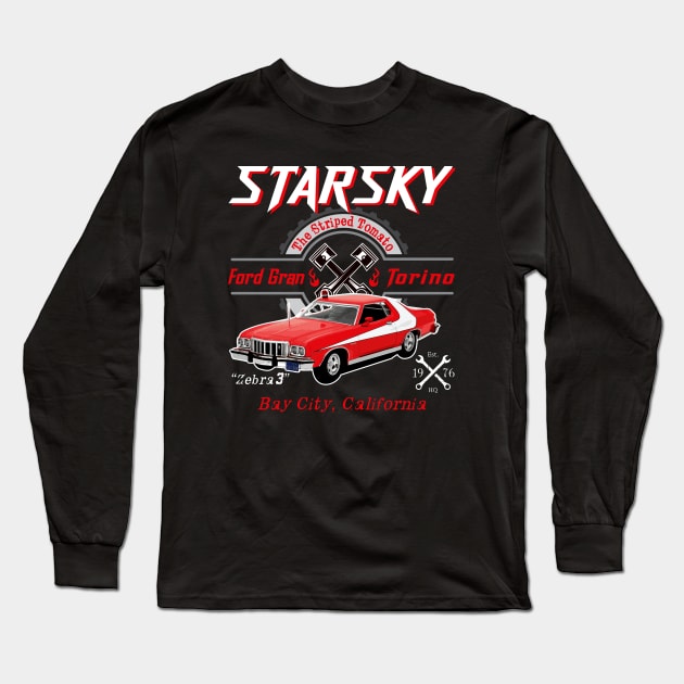 Starsky 1976 Ford Gran Torino Long Sleeve T-Shirt by Alema Art